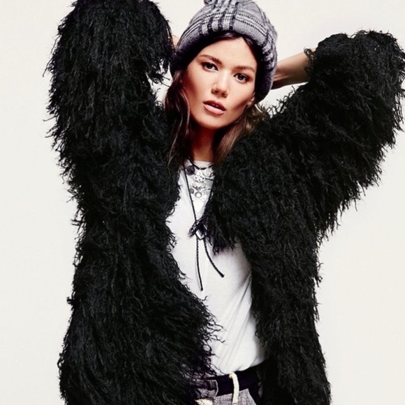 Sweaters - BLACK FRINGE CARDIGAN